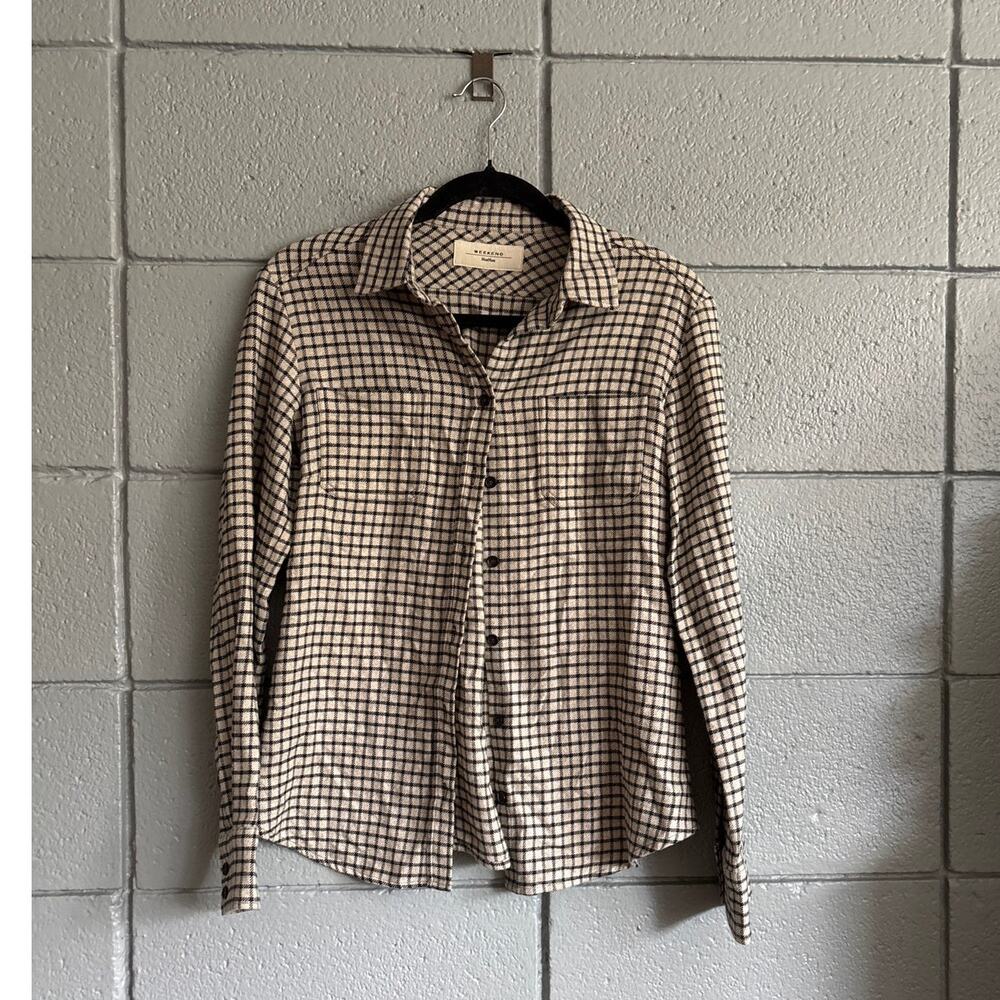 Weekend Max Mara Button Front Plaid Blouse Brushed Flannel Size S/M